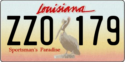 LA license plate ZZO179