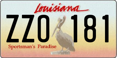 LA license plate ZZO181