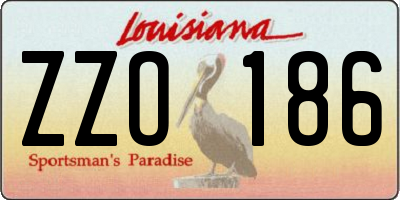 LA license plate ZZO186