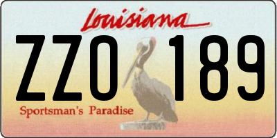LA license plate ZZO189