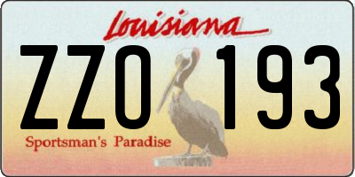 LA license plate ZZO193