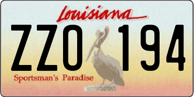 LA license plate ZZO194