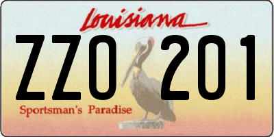 LA license plate ZZO201