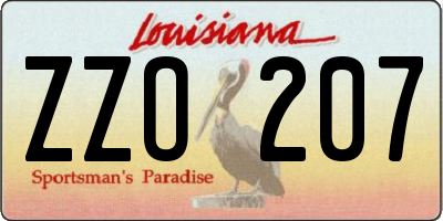 LA license plate ZZO207