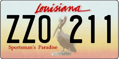 LA license plate ZZO211