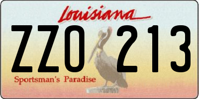 LA license plate ZZO213