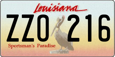 LA license plate ZZO216