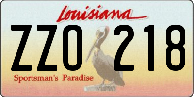 LA license plate ZZO218
