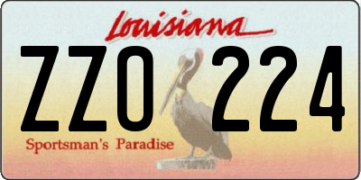 LA license plate ZZO224