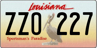 LA license plate ZZO227