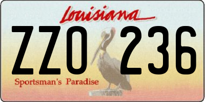 LA license plate ZZO236