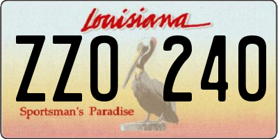 LA license plate ZZO240