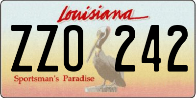 LA license plate ZZO242