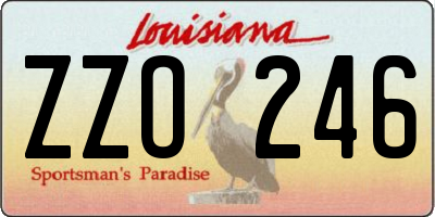 LA license plate ZZO246