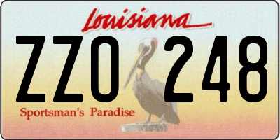LA license plate ZZO248