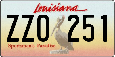 LA license plate ZZO251