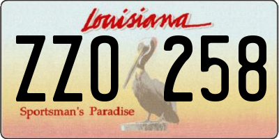 LA license plate ZZO258