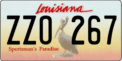 LA license plate ZZO267