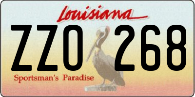 LA license plate ZZO268