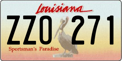 LA license plate ZZO271