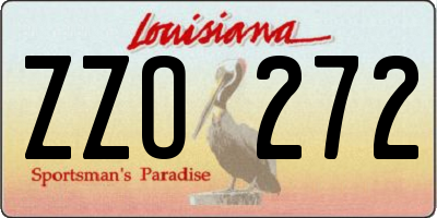 LA license plate ZZO272