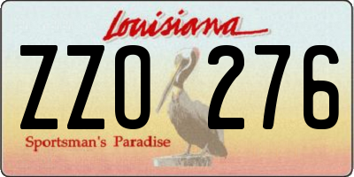 LA license plate ZZO276