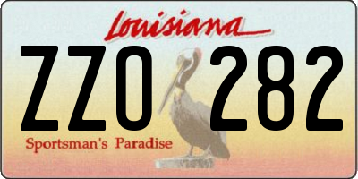 LA license plate ZZO282