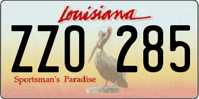LA license plate ZZO285