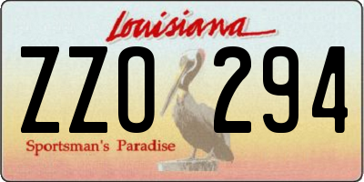 LA license plate ZZO294