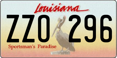 LA license plate ZZO296