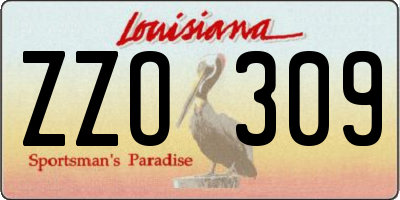 LA license plate ZZO309