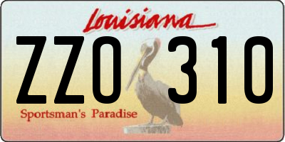 LA license plate ZZO310