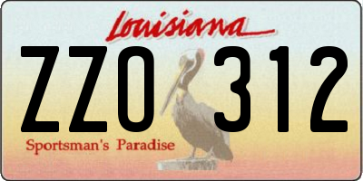 LA license plate ZZO312