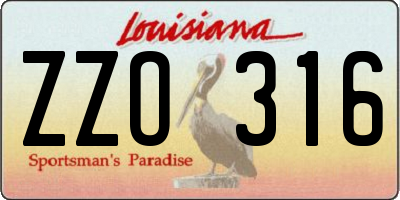 LA license plate ZZO316
