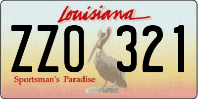 LA license plate ZZO321