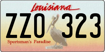 LA license plate ZZO323