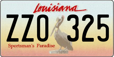 LA license plate ZZO325