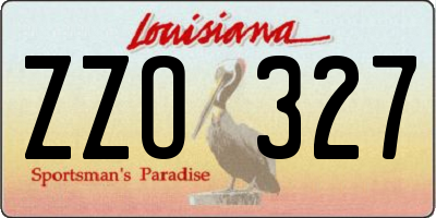 LA license plate ZZO327