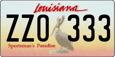 LA license plate ZZO333