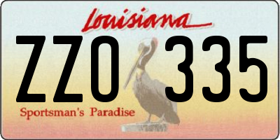 LA license plate ZZO335