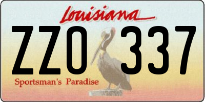 LA license plate ZZO337