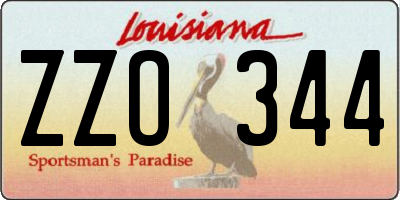 LA license plate ZZO344