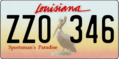LA license plate ZZO346