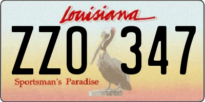 LA license plate ZZO347