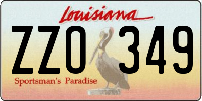 LA license plate ZZO349
