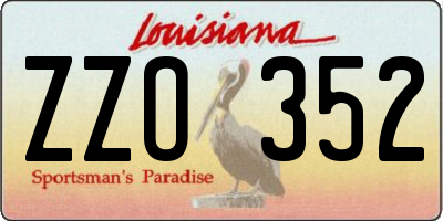 LA license plate ZZO352
