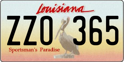 LA license plate ZZO365