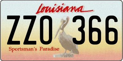 LA license plate ZZO366
