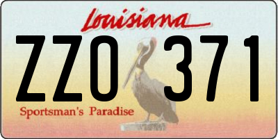 LA license plate ZZO371