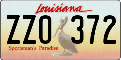 LA license plate ZZO372